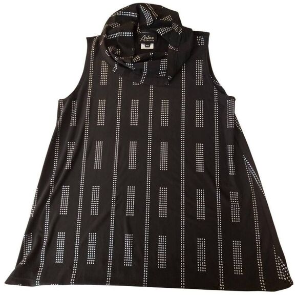 Artex Fashions Womens Abstract Sleeveless Pullover Blouse Black White Medium - Picture 4 of 9